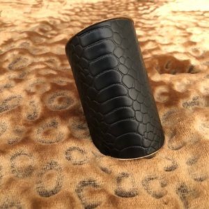 Jewelry - Black reptile leather + metal cuff bracelet Jewelry - Black reptile leather + metal cuff bracelet